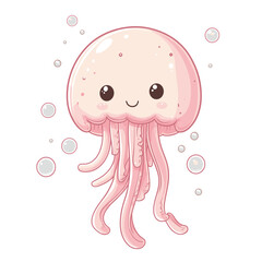 Cute cartoon jellyfish with a smile