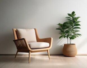 minimalist room interior with chair and plant
