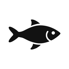 Black fish vector icon on a black background