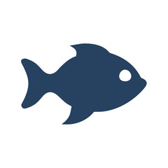 Minimalist fish icon on black background graphic element
