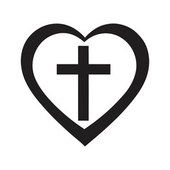 christian cross in heart jesus christ vector silhouette