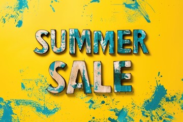 The phrase summer sale appears prominently against a bright yellow background