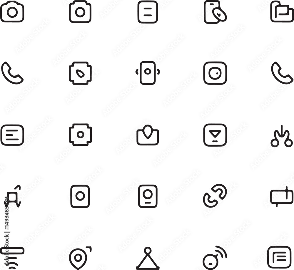 Aufkleber collection of modern minimalist outline icon set for web and mobile applications design elements wit