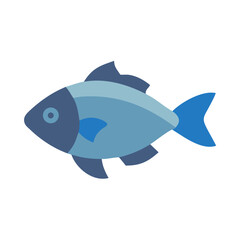 Flat design blue fish on black background illustration