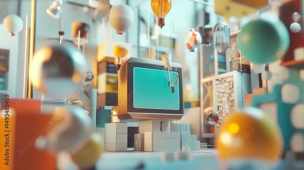 Poster futuristic 3d floating screens and spheres for tech virtual reality digital metaverse or data visual