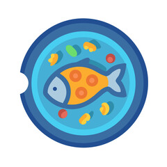 Stylized fish soup bowl icon on black background
