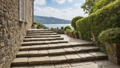 Stone Steps Leading to a Panoramic View