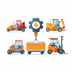 Electric Forklifts and Industrial Vehicles Illustration