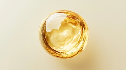 Golden Liquid Sphere on a Neutral Background