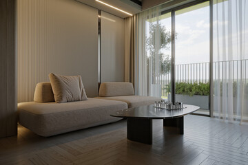 3d render modern living room
