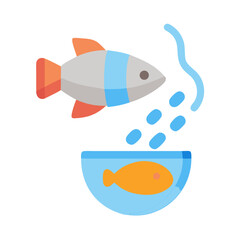 Two fish graphic with one in a bowl