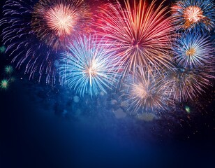 colorful fireworks celebration background with copy space