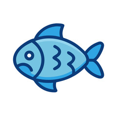 Obraz premium Cartoon fish illustration with blue colors on black background