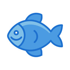 Isolated blue cartoon fish swimming with happy smile
