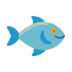 Simple blue fish vector illustration on black background