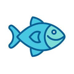 Simple blue fish icon illustration on black background