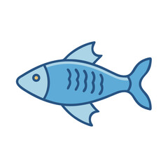 Stylized blue fish illustration on black background
