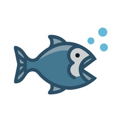 Cartoon Fish with Bubbles on Black Background