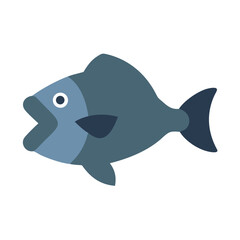 Isolated illustration of an open mouthed blue fish