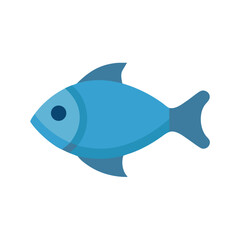 Blue fish illustration on black background with flat design