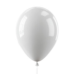 Bright white latex balloon floating against a plain white background with soft reflections and subtle shadows for celebration or decoration themes