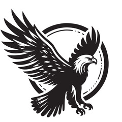 Black Color Eagle Silhouette Vector Illustration, Solid White Background. minimal vector design
