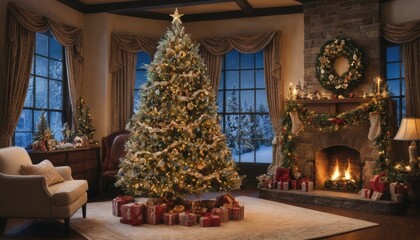 Fototapeta premium A Cozy Christmas Eve in a Classic Home
