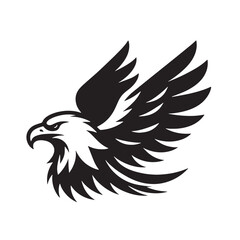 Black Color Eagle Silhouette Vector Illustration, Solid White Background. minimal vector design