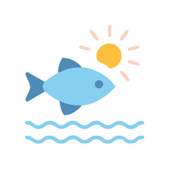 Simple flat design of a fish water scene