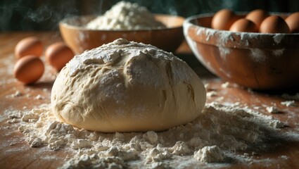 Fototapeta premium Cooking Bread. Dough Making.