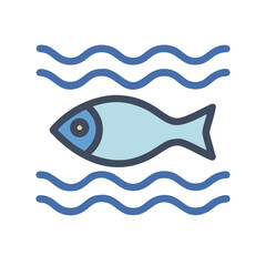 Stylized Fish Swimming Through Waves Flat Illustration