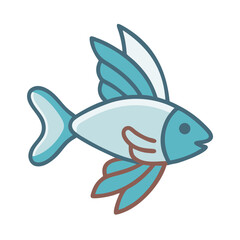 Cartoon fish with wing fins isolated illustration