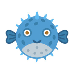 Cartoon pufferfish on black background illustration image © Sharuzzaman