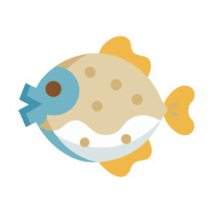 Cute Flat Graphic Fish on Black Background