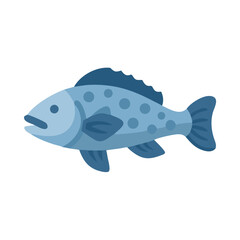 Blue Spotted Fish Illustration Isolated on Black Background