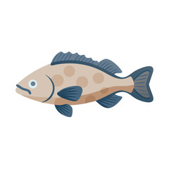 Illustration of a brown and blue spotted fish