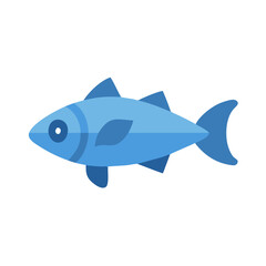 Stylized blue fish illustration on black background