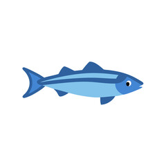 Stylized Blue Fish on Black Background Illustration