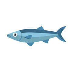 Illustration of a Blue Fish Against Black Background