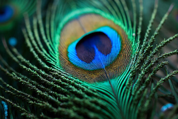 Obraz premium close up shot of the texture of a peacock's feathers