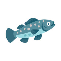 Cartoon speckled fish on a black background