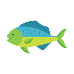 Flat Graphic of Green and Blue Fish Illustration