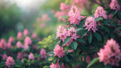 pink azalea bush amidst beautiful scenery