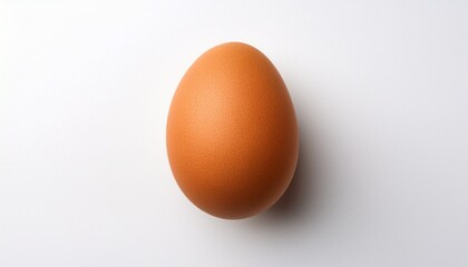 brown egg isolated on white background flat lay