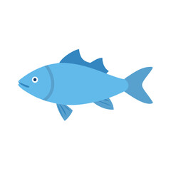 Simple Blue Fish Illustration on Black Background
