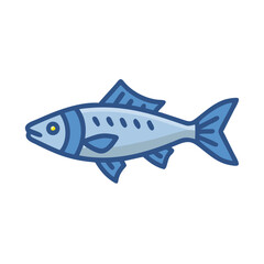 Simple blue stylized fish on black background