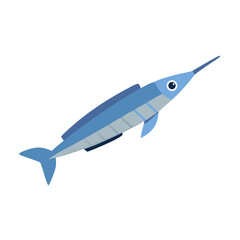 Vector flat blue marlin fish illustration isolated image