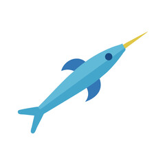 Stylized blue narwhal illustration on a black background © Sharuzzaman