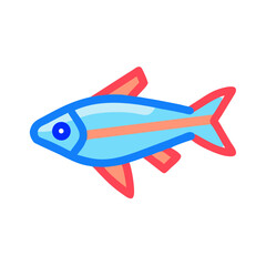 Stylized Neon Tetra fish illustration on a black background