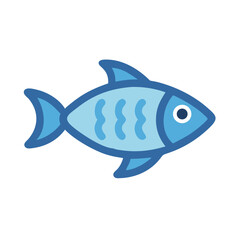Flat vector illustration of a stylized blue fish